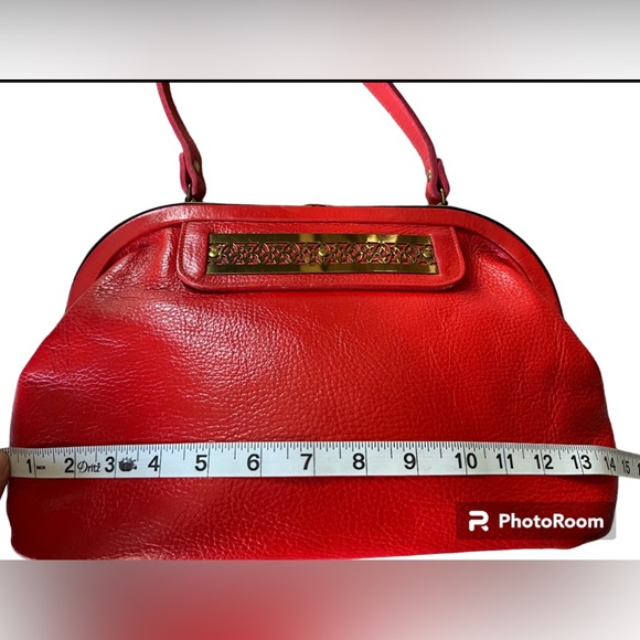 Vintage Roger Van S 1950s-60s Red Pebble Leather Gold Hardware Purse Handbag - Picture 7 of 13